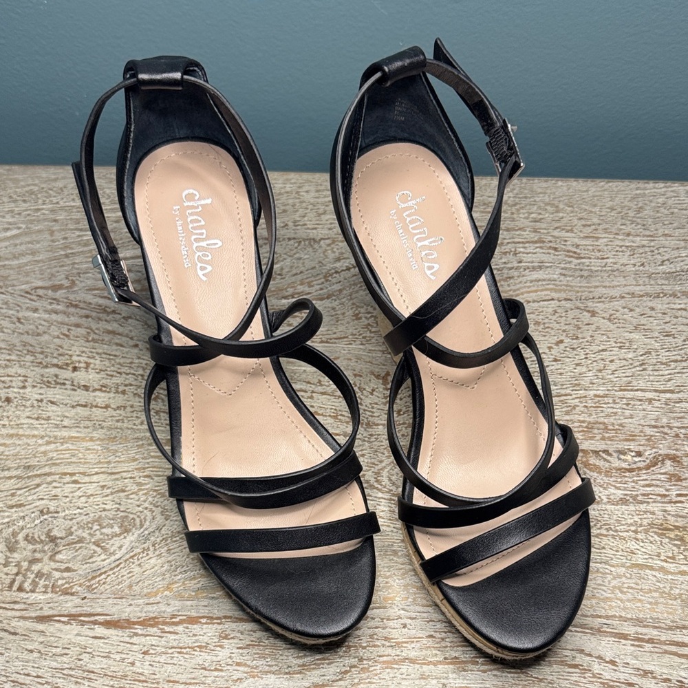 Charles By Charles David Black Strappy Heels